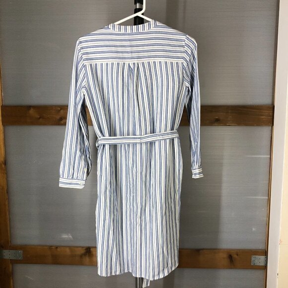 J.crew MERCANTILE‎ Blue White Stripe Long Sleeve Lined Shirt Dress Sz XS - Picture 3 of 11